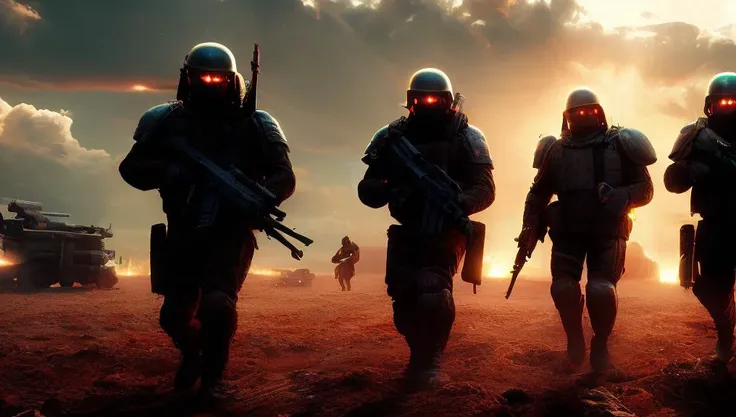 photo of (TwinRealms:1), epic composition, cinematic lighting, Incredible Heroic Soldiers of the (PromptHeist:1)