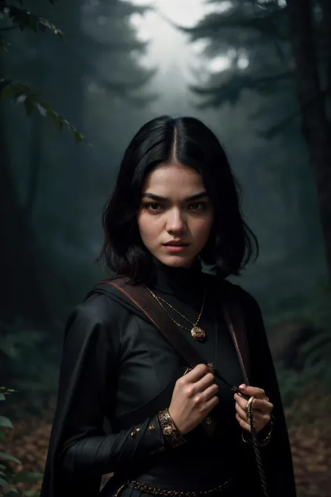 photo of rachelZeg1 as a witch, (black witch outfit), fall season background, fine-face, realistic shaded perfect face, fine details. Realistic shaded lighting poster by Ilya Kuvshinov katsuhiro, magali villeneuve, artgerm, Jeremy Lipkin and Michael Garmash, Rob Rey and Kentar Miura style, trendin