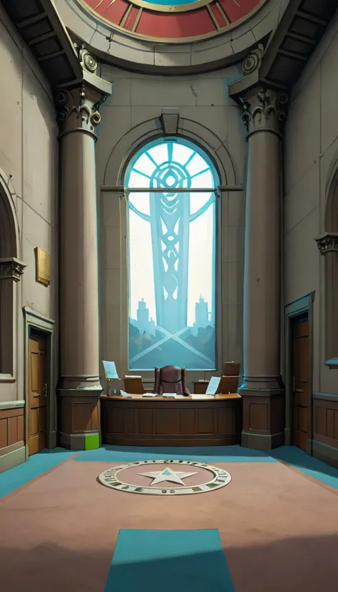 <lora:Everly_Heights_Backgrounds_New_Settings:1> The Hall of Justice, a painting, background art.