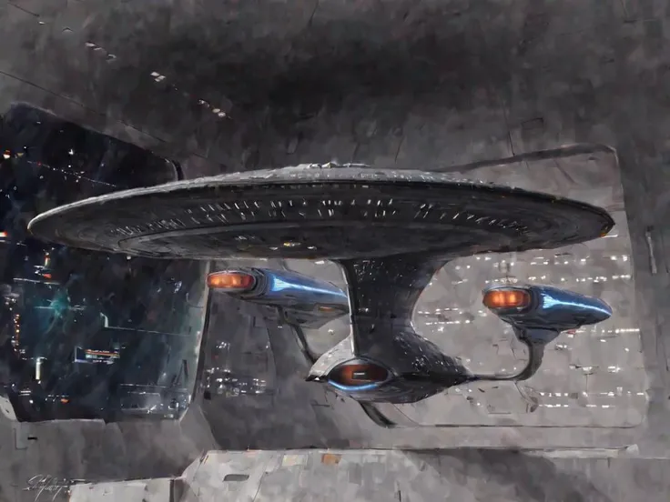 <lora:n47-courtroom-sketch-v1sdxl:1.> illustration on white paper of <lora:Enterprise:1.> Enterprise, best quality, spaceship, deflector, flying, detailed, anamorphic, screenshot,