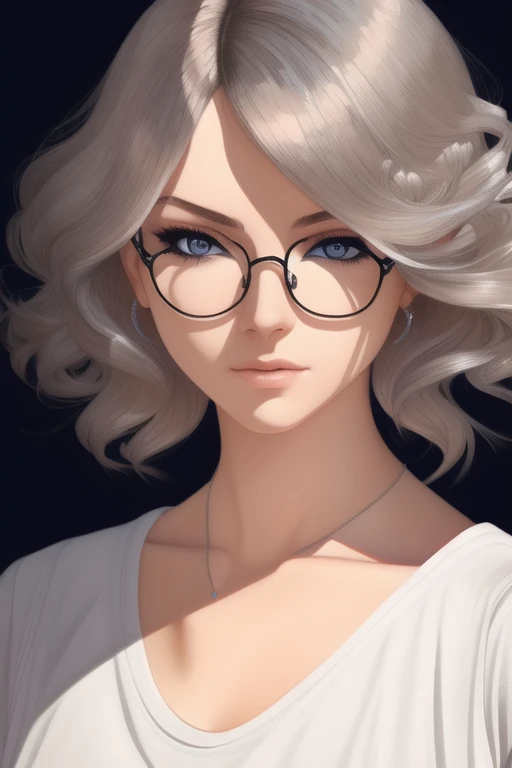 dreamlikeart, High detail, digital painting, intricate, 8k, ((highly detailed)), cinematic lighting, dramatic light, intense, sharp focus, best quality, hyper detail.
(best quality:1.0), young 1girl, stunningly attractive, perfect feminine face, (cute:1.2), silver short wavy hair, (aroused:1.1), playful, (white t-shirt), detailed background, black eyes, highres, dynamic angle, (cinematic lighting:1.2), (by Range Murata:1.0), (by Taka Tony:1.0), by Jeremy Lipking, cowboy shot, glasses
<lora:ligneartStyleCogecha_v10:1>
