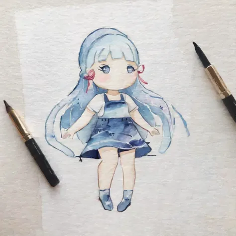 <lora:Simple Watercolor-000008:1>,Simple Watercolor,chibi,<lora:xl_shenlilinghua girl3:1>,shnlilinghua girl,blue hair,