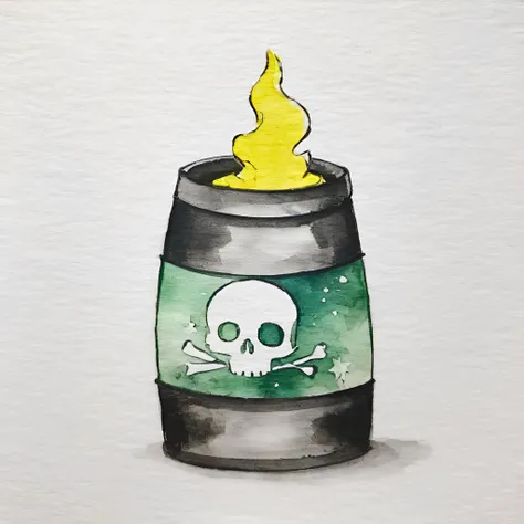 Simple Watercolor, toxic poison barrel
