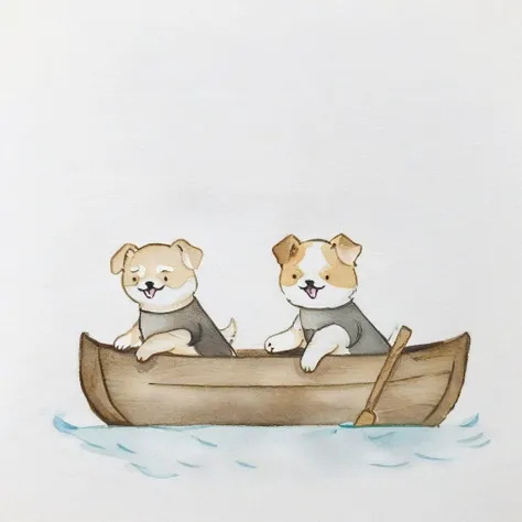 <lora:Simple Watercolor-000008:1>,Simple Watercolor,Two dogs rowing a boat
