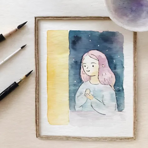 Simple Watercolor, mona lisa