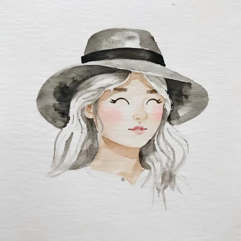 Simple Watercolor, portrait of a beautiful woman