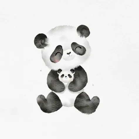 <lora:Simple Watercolor-000008:1>,Simple Watercolor,white background,A giant panda holding a little panda,