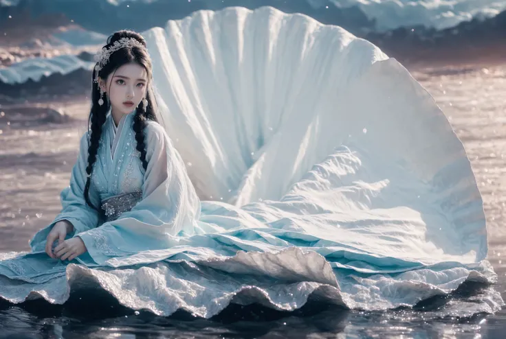 ultra high resolution, ((masterpiece))), (((best quality))), ((super detailed)),  ((extremely delicate and beautiful)),cinematic light, detailed environment(real),  (wide shot, wide-angle lens,Panoramic:1.2),super vista, super wide AngleLow Angle shooting, super wide lens,  Dynamic Angle, Perspective, High Point,pov
(8k, RAW photo, best quality, masterpiece:1.2), (realistic, photo-realistic:1.37), extremely detailed, photography,  Amazing, finely detailed, best quality, ultra high res, (full body:1.1), (pale skin, real_skin), (Milky skin:1.2), (shiny skin:1.4)
xuer Large shell, 1girl, jewelry, black hair, solo, earrings, red lips, long hair, hair ornament, chinese clothes, realistic, hanfu, long sleeves, upper body, holding, looking at viewer, makeup, wide sleeves, grey background, hair bun, dress
<lora:~Q?-Xs^ xuer Large shell:0.8>