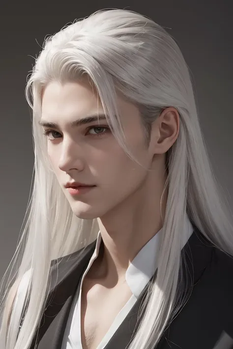 masterpiece,best quality,highres,Man with long white hair,young,Handsome face,(Lateral face) ,<lora:GFman-000002:0.8>,