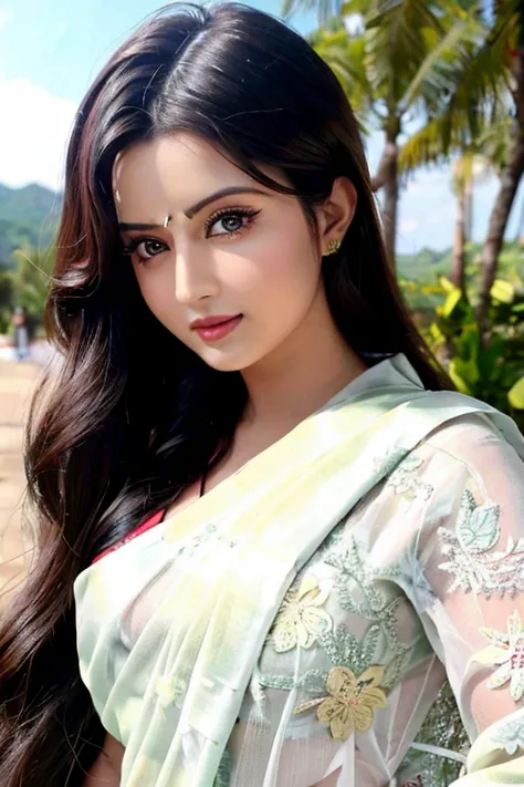 best quality, masterpiece, detailed, realistic, 1girl, detailed, realistic body, detailed eyes, detailed face, ultra high details, masterpiece, looking at viewer, porimoni, pori moni, large breasts, a woman with long hair, black hair, detailed hair, detailed face, face, shaded face, fair skin, saree, sari,
unbuttoned, unbuttoned shirt, skin texture, full body,
<lora:Pori Moni:0.5> <lora:Saree 2:0.1>