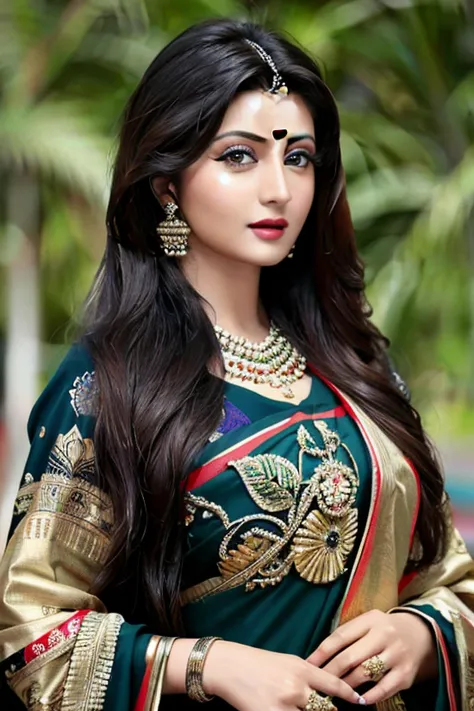 best quality, masterpiece, detailed, realistic, 1girl, detailed, realistic body, detailed eyes, detailed face, ultra high details, masterpiece, looking at viewer, porimoni, pori moni, large breasts, a woman with long hair, black hair, detailed hair, detailed face, face, shaded face, fair skin, saree, sari,
unbuttoned, unbuttoned shirt, skin texture, full body,
<lora:Pori Moni:0.5> <lora:Saree 2:0.1>