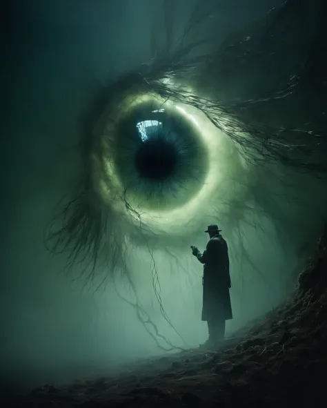 camera, eye, needle, creature, horror, fascination, host, cinematic shot + dynamic composition, incredibly detailed, sharpen, details + intricate detail + professional lighting, film lighting + 35mm + anamorphic + lightroom + cinematography + bokeh + lens flare + film grain + HDR10 + 8K + Roger Deakins, ((cinematic))