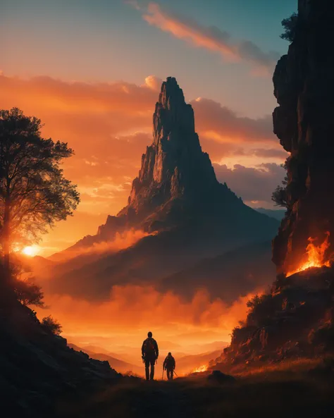 building, city, nature, sky, sunset, tree, twilight, cinematic shot + dynamic composition, incredibly detailed, sharpen, details + intricate detail + professional lighting, film lighting + 35mm + anamorphic + lightroom + cinematography + bokeh + lens flare + film grain + HDR10 + 8K + Roger Deakins, ((cinematic))