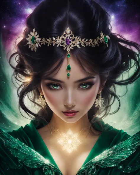 The ethereal beauty of the young girl mesmerized all who laid eyes upon her, for she possessed an extraordinary feature that set her apart from the rest - four captivating, luminous eyes. Her enchanting gaze was like a kaleidoscope of emotions, each pair of eyes reflecting a different facet of her soul.