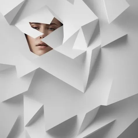 The white random geometric shapes on a white background create a seamless blend, making the overall appearance appear completely white. However, if observed closely, one can faintly discern the geometric patterns., naturalism,land Art,regionalism,shutterstock contest winner,trending on unsplash,featured on Flickr, action pose, epic scene, lots of fine detail, movie style, photography, natural textures, natural light, natural blur, photorealism, cinematic rendering, ray tracing, highest quality, highest detail, Cinematic, Blur Effect, Long Exposure, 8K, Ultra-HD, Natural Lighting, Moody Lighting, Cinematic Lighting, hyper-realistic,  vibrant,  8k, detailed, ultra detail,