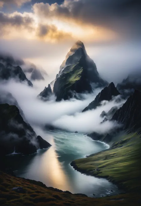 Hyperrealistic landscape photo of an island drifting through the ethereal mist, where wishes come alive, Trapped within the echoes of forgotten spells, A. B. Jackson, Alan Lee, vivid colors, extremely high-resolution details, photographic, realism pushed to extreme, fine texture, incredibly lifelike, masterpiece, best quality, photograph, dreamlike, face focus, intricate details, sharp focus, photography, photorealism, photorealistic, 8k, soft focus, volumetric light, (****), eldritch,(intricate details), (hyperdetailed), 8k hdr, high detailed, lot of details, high quality, soft cinematic light, dramatic atmosphere, atmospheric perspective,