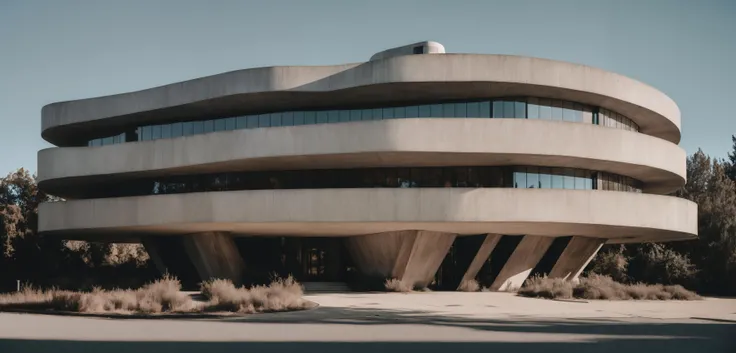 a hyperrealism glamour photo of futuristic complex office building for secret services, hidden, brutalist, at noon, masterpiece, best quality, photograph, dreamlike, face focus, intricate details, sharp focus, photography, photorealism, photorealistic, 8k, soft focus, volumetric light, (****), eldritch,(intricate details), (hyperdetailed), 8k hdr, high detailed, lot of details, high quality, soft cinematic light, dramatic atmosphere, atmospheric perspective,