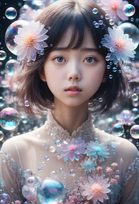 RAW photo, picture, masterpiece, best quality, insane details, 8k, 16k
, bokeh
, cinematic light, perfect lighting
, 1girl, 18yo, Japanese, chitanda_eru
, blank background
, fractal, zentangle
, pastel colored
, (crystal, crystal flower, crystal bubbles, transparent, resin:1.4)