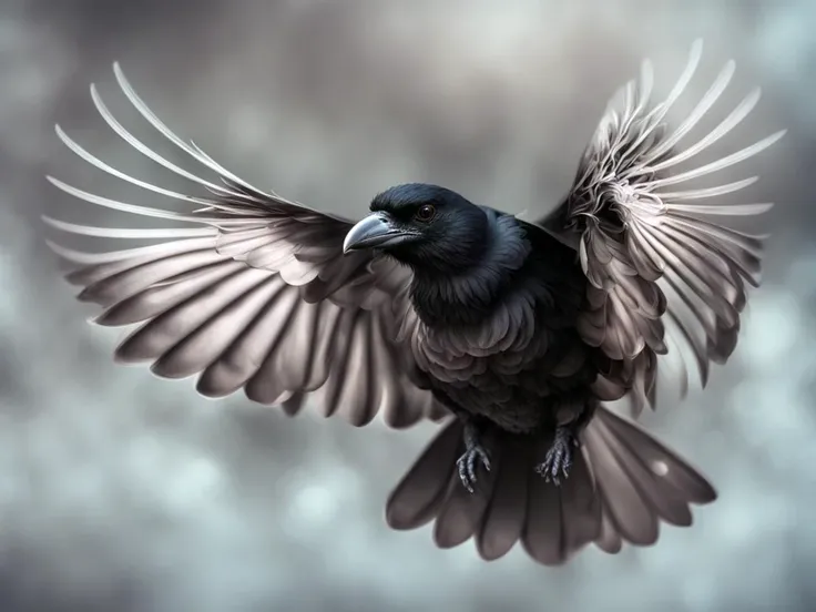 photorealistic, (dark magic), (grim), the raven, (intricate details), (hyperdetailed), 8k hdr, high detailed, lot of details, high quality, soft cinematic light, dramatic atmosphere, atmospheric perspective, on a Sony A7III, with a (bokeh effect:1.3),(in the style of Alberto Seveso:1.4)
