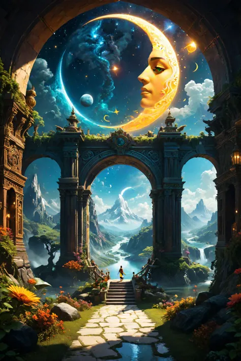 <(score_9,score_8_up,score_7_up,score_6_up,score_5_up,score_4_up):1.0>,
<(universal light consciousness love energy transformation tunnel spiritual worlds connecting light energy sun moon heaven gates earth people holding hands happy):1.0>,
<(detailed matte painting, deep color, fantastical, intricate detail, splash screen, complementary colors, fantasy concept art, 8k resolution trending on Artstation Unreal Engine 5):0.9>,
<lora:add-detail-xl:1>,
<lora:xl_more_art-full_v1:1>
