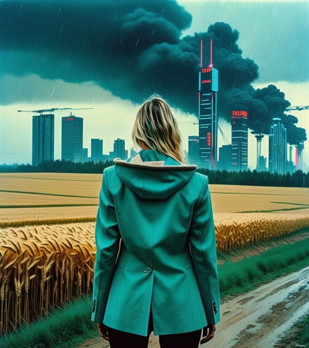 (Christina Applegate,a girl with a beautiful face), nighttime, cyberpunk city, dark, raining, neon lights, ((Wearing a blazer over a hoodie)), blazer, hoodie,(cyberpunk 2077 cityscape), (<lora:cybergraphic_sdxl:0.5>), cyberpunk 2077, cyberpunk, synthwave, 1980s, futurism, brutalism, neuromancer, cinematic photo, analog, the contrast in colors and textures should be distinct highly detailed, surreal, vibrant yet slightly desaturated, faded film, desaturated, 35mm photo, grainy, vignette, vintage, Kodachrome, Lomography, stained, highly detailed, found footage,by Jakub Rozalski, 1920+, poland, in 1920s Poland, world war 1, WWI, tanks, mechs, wheat fields,leading a horde army, thousands of warriors,((pinkfong shark)),art by Jakub Rozalski, 1920+ Poland