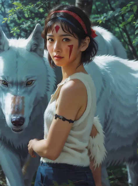 <lora:PMsun002:0.4>,PMsun,1girl,sleeveless_shirt,headband,facepaint,(wolf:1.2),forest,
Ray tracing,(realistic:1.2),realism,clear,sharp,Photorealistic,4k,high quality,high res,<lora:AdvancedEnhancer:1>,<lora:noline:1>,