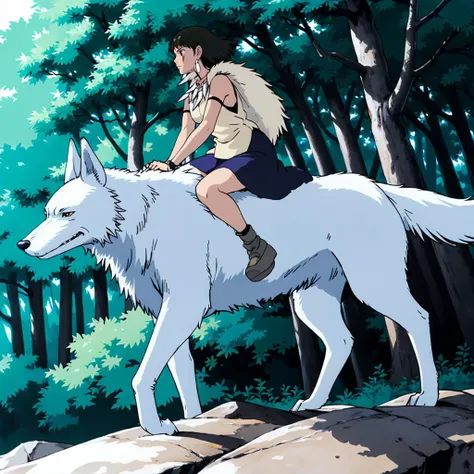 <lora:PMsun002:0.7>,
PMsun,1girl,
tooth necklace,
sleeveless_shirt,
khaki footwear,
wolf,riding,
nature,forest,