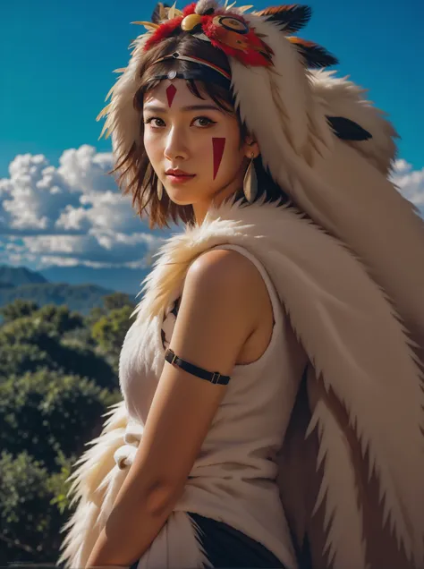 sky,<lora:PMsun002:0.4>,PMsun,1girl,sleeveless_shirt,headband,nature,fur headdress,fur cape,facepaint,
Ray tracing,(realistic:1.2),realism,clear,sharp,Photorealistic,4k,high quality,high res,<lora:AdvancedEnhancer:1>,<lora:noline:1>,