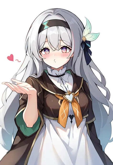 score_9, score_8_up, score_7_up, source_explicit, source_anime,
BREAK
1girl, solo,
<lora:FrierenBlowingKissMeme_XLPD:1.0>, IncrsBlowingKiss, heart, (blowing kiss:1.2),
<lora:Firefly-v2.5.3-PDXL:0.8>, fireflydef, jacket, dress, bow, hairband, hair ornament, grey hair,
white background,
BREAK
depth of field, lights, illumination,
<lora:GoddessofNikkie_PonyXL:0.9>, Nikkedusk_Style