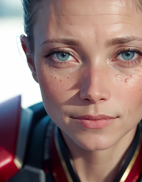 RAW, (best quality:1.17), (masterpiece:1.17), (semi realistic:1.17), contrast, Dappled Light, (intricate:1.3), photo portrait of adult (Gwyneth Paltrow:1.1) (skin texture), (film grain), scene from iron man movie directed by michael bay, trending on DeviantArt, (detailed eyes), (skin pores), (look at viewer), (high quality face), (high detailed face skin), (realistic iris), (realistic pupils), (realistic lighting:1.1),