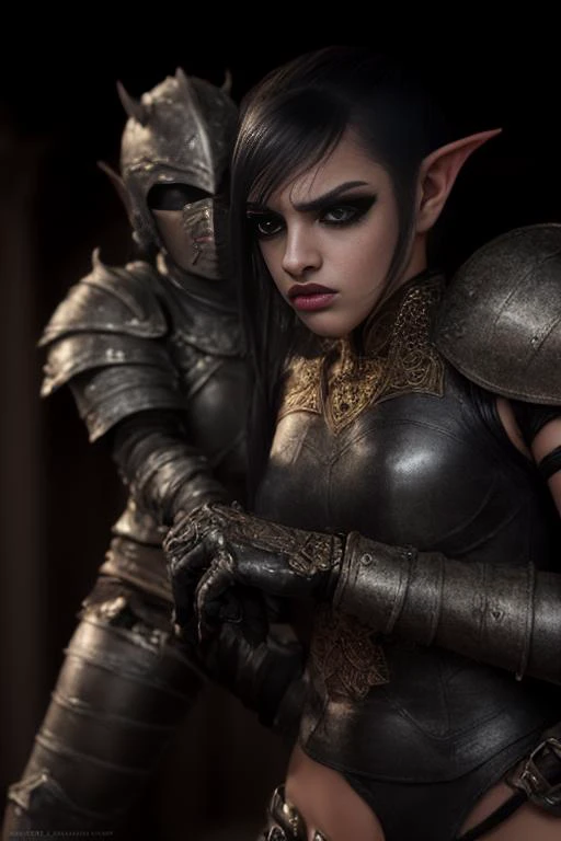 award winning cimematography, masterpiece,//
1 girl, A dark elf warrior with an athletic build, clad in tattered leather armor looks angrily at her opponent
//
noon, sunny, high saturation, hogh contrast, intricate detail
