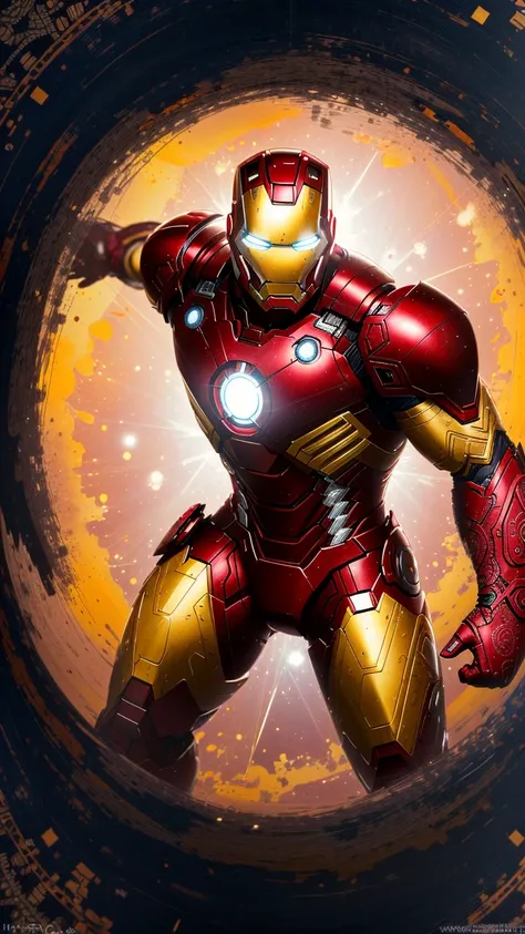 (masterpiece), (best quality), (hyper realistic:1.4),(photorealistic:1.3),(intricate details:1.35), high contrast and dynamic pose, in the style of Ross Tran,
Ironman in action shot, wearing a impossible armor, kaleidoscope <lora:kaleidoscope_background_v1.1.2:0.8>,