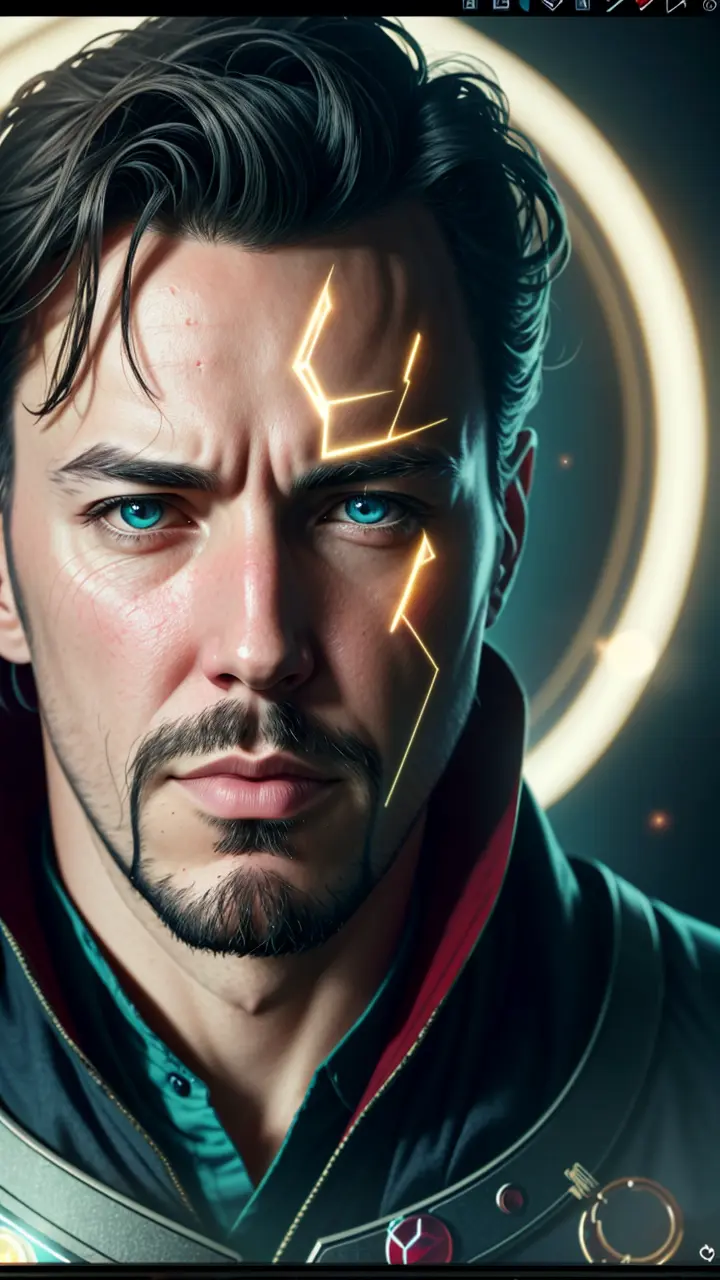 (detailed:1.15),
Doctor Strange taking a selfie with a iphone on top of a building on palace , fish eye lens, high detail, ultra realistic, cinematic lighting, portrait painting, photorealistic, Color Grading, portrait Photography, hyper - detailed, beautifully color graded, Unreal Engine5, Cinematic 8K,