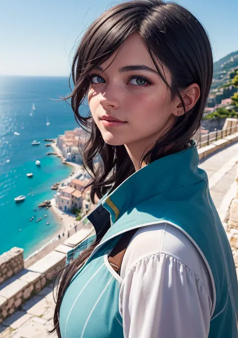 Dappled Light, (intricate:1.3), photo portrait of the Hilda \(Fire Emblem\), colorful, realistic round eyes, dreamy magical atmosphere, superheroine costume, (skin texture) (film grain), (warm hue, warm tone:1.2), close up, cinematic light, sidelighting, tornado, snow, flare, broken glass, Amalfi Coast, Italy: This picturesque stretch of coastline in southern Italy is characterized by colorful cliffside villages, azure waters, and scenic hiking trails, offering visitors a true Mediterranean experience., photo by Tina Modotti