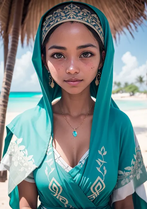 Dappled Light, (intricate:1.3), photo portrait of the isako \(persona 3\), colorful, realistic round eyes, dreamy magical atmosphere, superheroine costume, (skin texture) (film grain), (warm hue, warm tone:1.2), close up, cinematic light, sidelighting, overcast, snow, flare, broken glass, Zanzibar, Tanzania: A tropical paradise off the coast of East Africa, Zanzibar boasts pristine white sandy beaches, turquoise waters, and a rich cultural heritage. Stone Town, a UNESCO World Heritage site, offers a glimpse into the island's history with its narrow streets, spice markets, and Arab-influenced architecture., photo by Brandon Woelfel