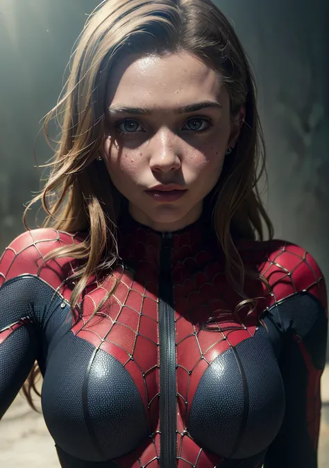 (best quality:1.33), (masterpiece:1.32),(semi realistic:1.3), (detailed:1.19),(skin details, 4k:1.2), Dappled Light, analog style, (look at viewer), (skin texture), (film grain), (hyper realistic texture skin:1.3), cinematic light, sidelighting, ultra high res, best shadow, RAW, (Dutch angle:1.1),
photoshoot of amazing elizabeth olsen as the spiderwoman,