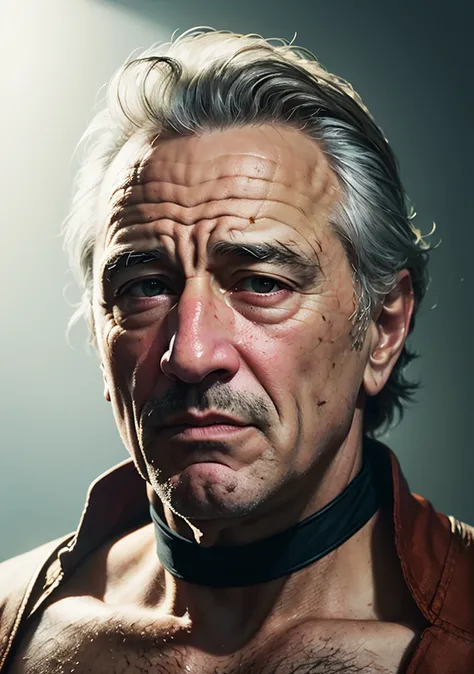 Dappled Light, (intricate:1.3), photo portrait of robert de niro  as fantastic four, (skin texture) (film grain), (warm hue, warm tone:1.2), movie scene from ant-man, (semi realistic:1.3), (hyper realistic texture skin:1.3)