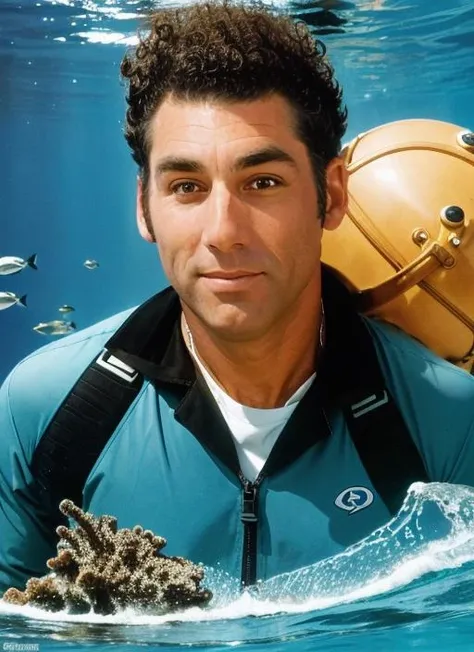 ck1, Ocean Explorer: Adventurous Pose, Diving Suit, Underwater Helmet, Flippers, Scuba Gear, Oceanographic Equipment, Submersible, Deep-Sea Exploration, Coral Reefs, Vibrant Marine Life, Underwater Caves, Sunken Shipwrecks, Ocean Currents, Marine Research, Mapping the Seafloor, Underwater Camera, Sea Creatures, Aquatic Ecosystems, Ocean Conservation, Dive Log, Oceanographic Vessel, Scientific Discoveries, Oceanic Mysteries, Expansive Blue Horizons.
<lora:CosmoKramer:1>
