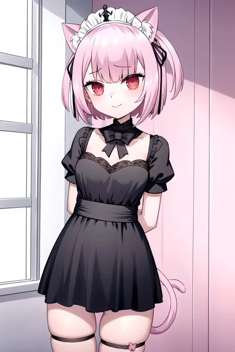 ((masterpiece, illustration, best quality)), (Composition: face only, close-up), 1girl, solo, dollgirl, simple doll joints, light purple hair, long hair, french braid, red eyes, ((jitome, :<, the dollgirl has a characteristic innexpression but she still looks cute)), ((the doll is performing a heart gesture with her hands)), ((she wears a black frilled victorian dress)), small breasts, flat chest, ((evoking a sense of power and elegance)), ((behind her is a colorful and animated background, with streaked colors on the scenery giving a playfulness sense))