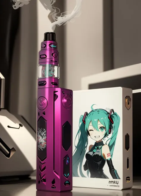 ((vape:1.4)), smile, closed mouth, hatsune miku, solo, blurry, blurry background, realistic, photo background, <lora:vape-09:0.8>, (masterpiece, best quality, absurdres, detailed, ultra-detailed:1.3)