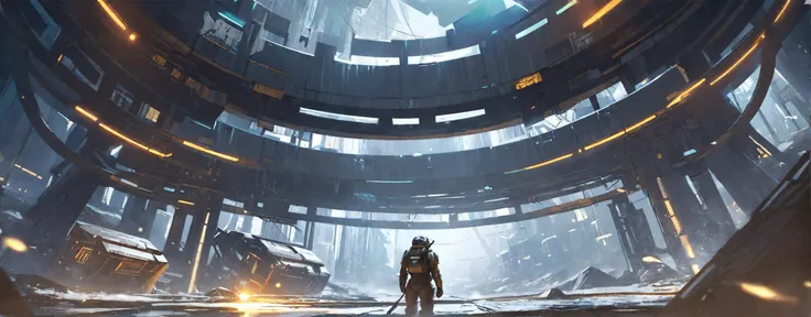 masterpiece,ultra realistic,32k,extremely detailed CG unity 8k wallpaper,best quality,wide shot,energy container,indoors,science fiction,dystopian,industrial setting,((dark atmosphere)),red lighting,futuristic machinery,containment units,tubes and pipes,hazy environment,lone figure in armor,cybernetic suit,mechanical details,eerie mood,advanced technology,glowing elements,shadowy foreground,detailed texture,widescreen aspect ratio,cinematic composition,dark,
robots are going on patrol,artstation from Alireza Ravay,dutch angle,