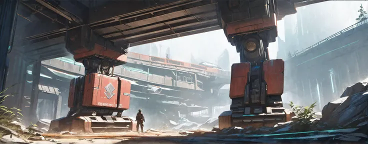 masterpiece,ultra realistic,32k,extremely detailed CG unity 8k wallpaper,best quality,wide shot,energy container,indoors,science fiction,dystopian,industrial setting,((dark atmosphere)),red lighting,futuristic machinery,containment units,tubes and pipes,hazy environment,lone figure in armor,cybernetic suit,mechanical details,eerie mood,advanced technology,glowing elements,shadowy foreground,detailed texture,widescreen aspect ratio,cinematic composition,dark,
robots are going on patrol,artstation from Alireza Ravay,dutch angle,