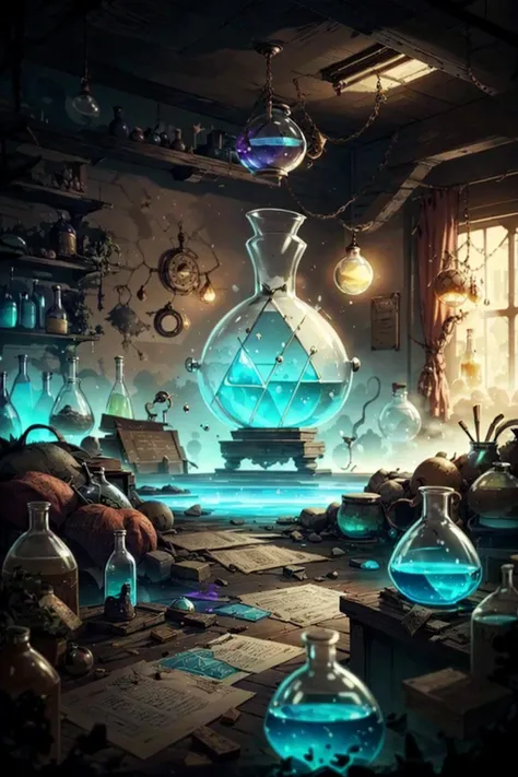 <lora:AlchemyPunkAI:.9> AlchemyPunkAI Antique, messy environment, chaotic background