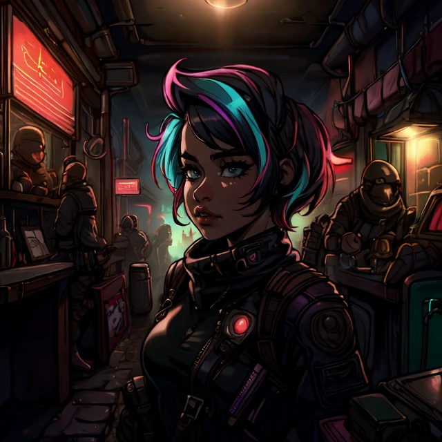 DEN_IDG_style kkw-detailMe-v1.0 kkw-ph1 suz1-001, asian, BREAK cinematic portrait photo of cyberpunk girl, sniper rifle, shadowrun city, short multicolored-mohawk-haircut, holographic clothing, <lora:CyberPunkAI:0.48> CyberpunkAI, neon <lora:Muppets:0.88> muppetmaniaai