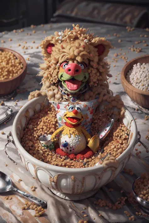 <lora:Muppets:0.91> MuppetManiaAI,
cereal, milk, in_bowl, from_above,, (masterpiece:1.3), (best_quality:1.3), (ultra_detailed:1.3), 8k, extremely_clear, realism, (ultrarealistic:1.3),, insane details, intricate details, hyperdetailed, ultra detailed, extreme detailed, highest detailed, high_detail, colorful, beautiful, hdr, photorealistic, highres, ultra_high_res, photography, aesthetic, extremely_delicate,
