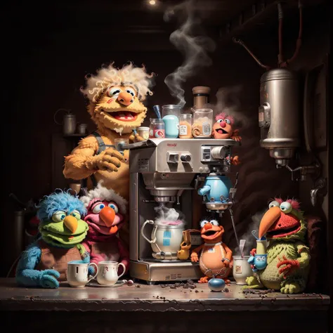 <lora:Muppets:1> MuppetManiaAI coffee machine