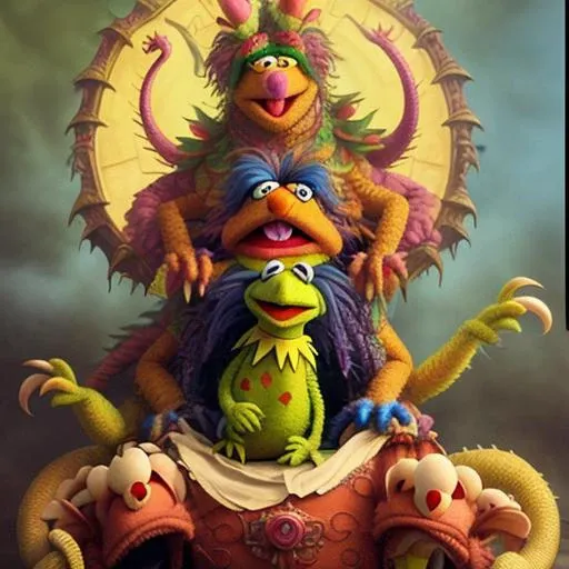 <lora:Muppets:0.5>, MUPPETMANIAAI:0.1, a muppet dragon, dragon is a muppet, muppet is a dragon