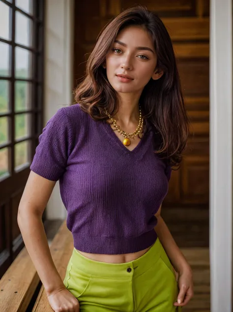 cinematic film still solo, realistic, ((indonesian woman)), ((<lora:[ID]_-_Kartika_Nurmaliasari:1> kartikanurmaliasari)), (((Long Hair, Long Layers Hairstyle))), (((smile512))), (((masterpiece,ultra realistic,32k,extremely detailed CG unity 8k wallpaper, best quality,(summer day ),lady ,necklace ,eardrop, Bali, Indonesia, ( Chartreuse colored clothes Pair a fitted sweater with wide-leg trousers and loafers. ) , dark purple hair hair Sleek straight ,))), ((dynamic pose)), PA7_Human-Likeness, PA7_Photo, high detailed, 8k, clear facial features, <lora:PAseer-SD15-LCM Quick:1> <lora:ReaLora:.2> skin <lora:GStyle_-_Photography_Style:.4> gstyle     . shallow depth of field, vignette, highly detailed, high budget, bokeh, cinemascope, moody, epic, gorgeous, film grain, grainy