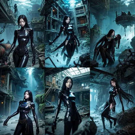 (otherworldly, otherworldly atmosphere, otherworldly appearance), highly insanely detailed, masterpiece, top quality, best quality, highres, 4k, 8k, RAW photo, ((ancient egyptian theme:1.2)), 
(mystical theme), mystical gatmosphere, arcane sanctuaries, otherwordly aura, 
(long_hair, long hair, random colors hair, glowing hair, hair over one eye, long messy hair), 
(eyelashes, eyeliner, eyeshadow, eyelashes, long eyelashes), 
collar, earrings, jewelry, necklace, armlet, 
tentacle, (underwater), nsfw, 
Homestay, Resort, Guest House, 
building, structure, still life, swirling energy, 
action pose, 
drunk, closed eyes, 
abandoned building, shopping mall, overgrown with vegetation, [volumetric fog], cinematic lighting, colorful, 
<lora:sanakan-derv5-nai-128dim-64a-rep-3kstep:0.8>, 
1girl, sanakan, original, tsutomu nihei, bald, exterminator, forehead mark, arm cannon, GBEAC, (fantasy world)