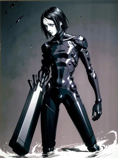 (masterpiece, top quality, best quality, official art, beautiful and aesthetic:1.4, photorealistic:1.4 ),<lora:more_details:0.5>, questionable, sexy,
 blame, tsutomu nihei, by tsutomu nihei, movie, ova, original, fanart, sanakan, safeguard, exterminator, forehead mark, arm cannon, GBEAC, creepy,
 <lora:sanakan-derv5-nai-128dim-64a-rep-3kstep:0.8>, 1girl, sanakan, original, tsutomu nihei, short hair, forehead mark, arm cannon, GBEAC